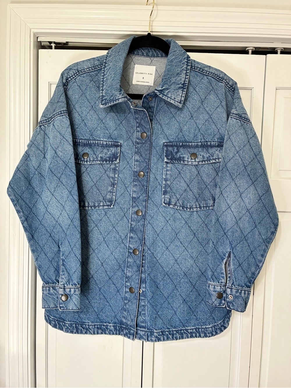 Celebrity Pink Light Blue Quilted Denim NWT Shacket Small
